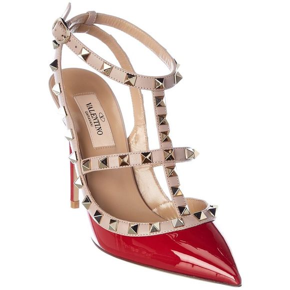 Valentino Shoes - Valentino Rockstud Caged 100 Patent Pump, Red